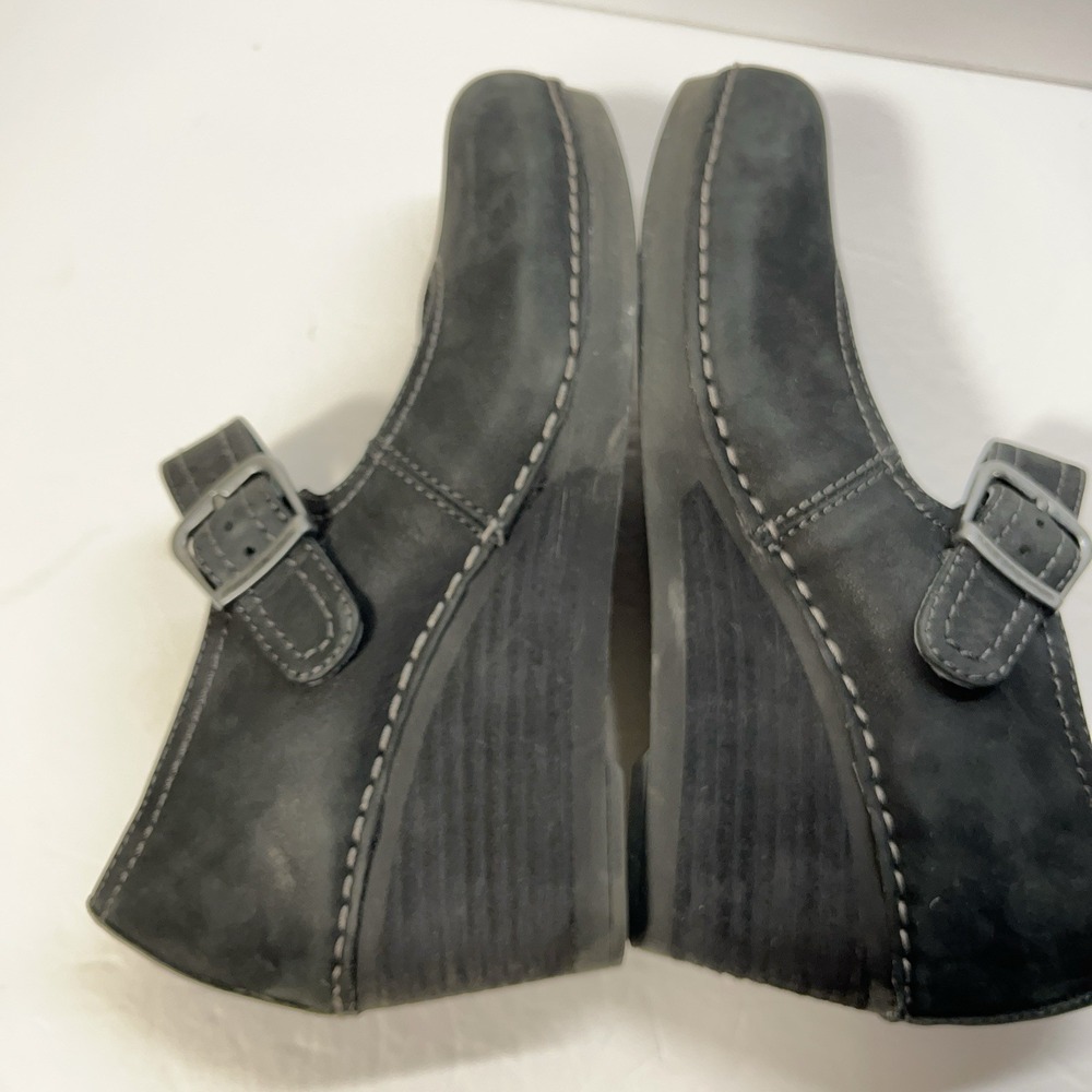 Dansko Sandra Mary Jane Shoes Black Nubuck Leather Wedge Pump Womens 37 US 6.5-7 - Picture 8 of 13
